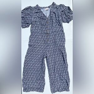Universal Thread navy white floral short sleeve jumpsuit, XL, button down